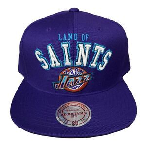 Utah Jazz Mitchell & Ness NBA Snapback Cap Hat Land of Saints 3D Logo Purple NWT